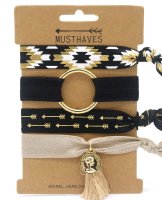 Hair Tie Set Black and Gold