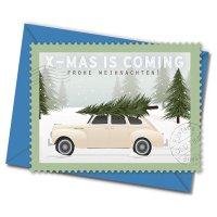 Postkarte mit Umschlag Auto Weihnachten