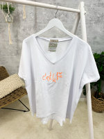 Oversize Shirt mit Stickung one size  c'est la vie /orange