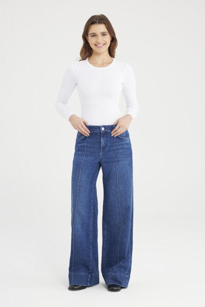 Wide Straight Jeans Layla dark blue