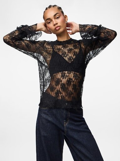 Transparentes Spitzen Blusenshirt Remma