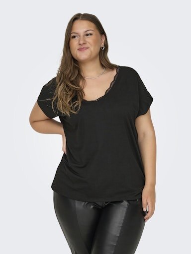 Shirt Moster mit Spitzen Ausschnitt