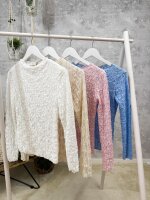 Semi transparentes Spitzenshirt, unifarben offwhite one...
