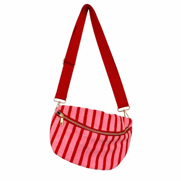 Cross Body Bag, rosa/rot gestreift