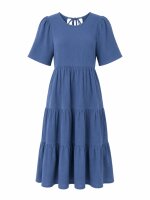 Langes Musselin Kleid Theis vintage indigo XL