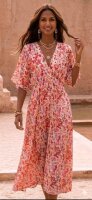 Bedrucktes Maxikleid mit weiten Arm Blumen/rosarot one...