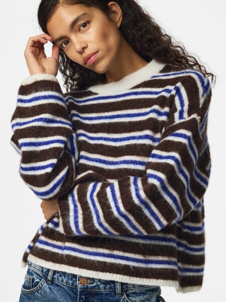 Gestreifter Strickpullover Ada mit weiten Arm